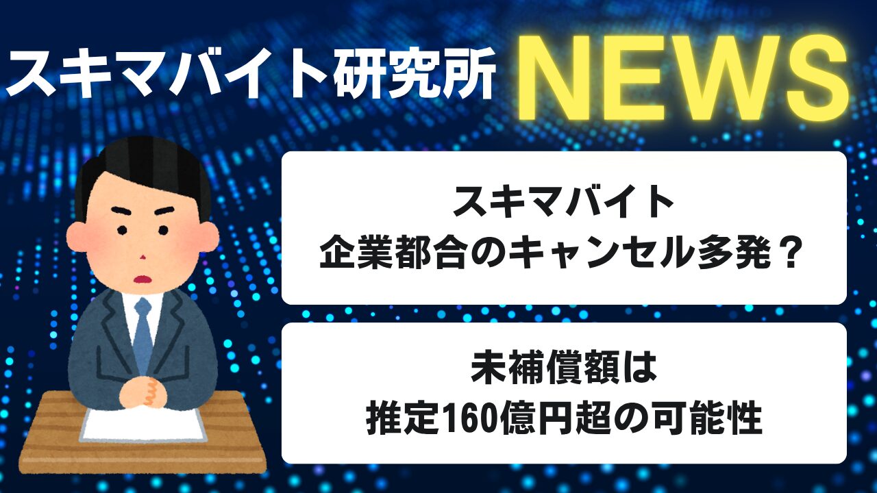 スキマバイト企業都合のキャンセル多発？ 未補償額は推定160億円超